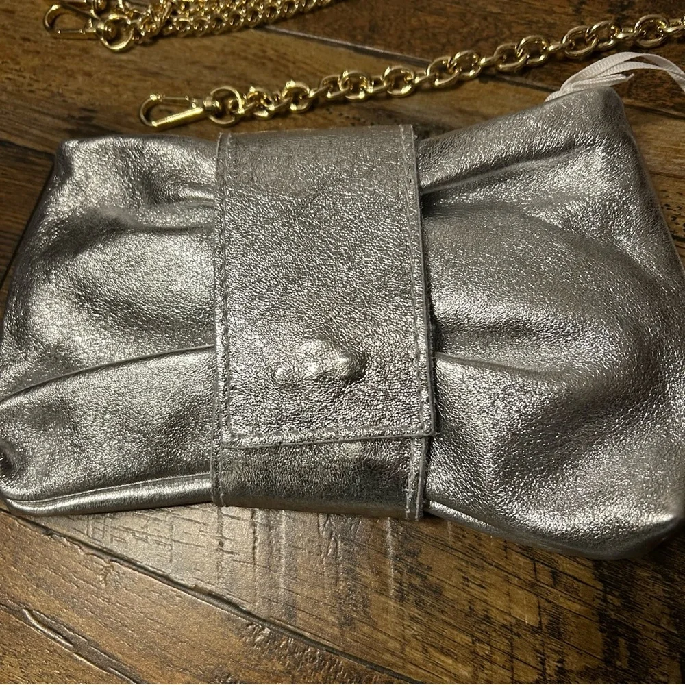 GERMAN FUENTES women's bow‎ clutch bag in silver NWT